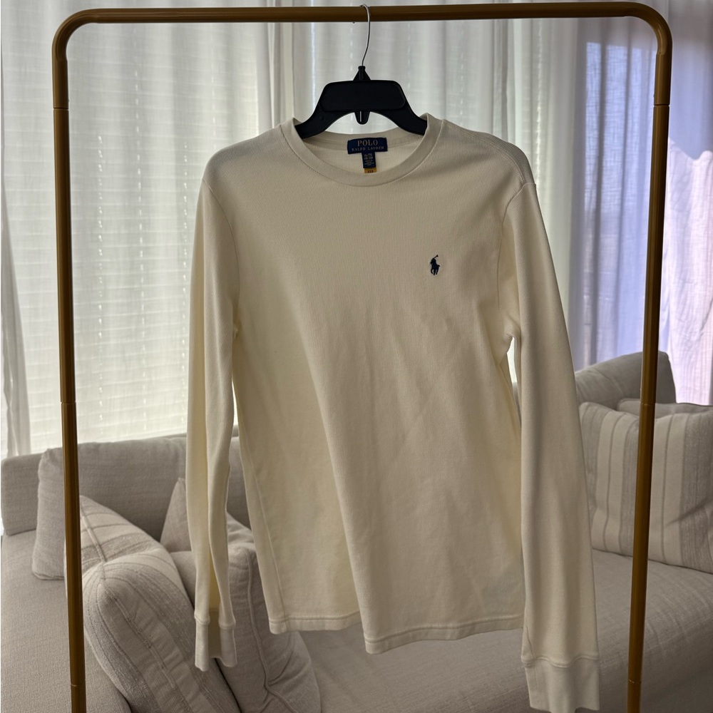 Polo by Ralph Lauren Cream Long-Sleeve Crewneck Tee with Navy Pony